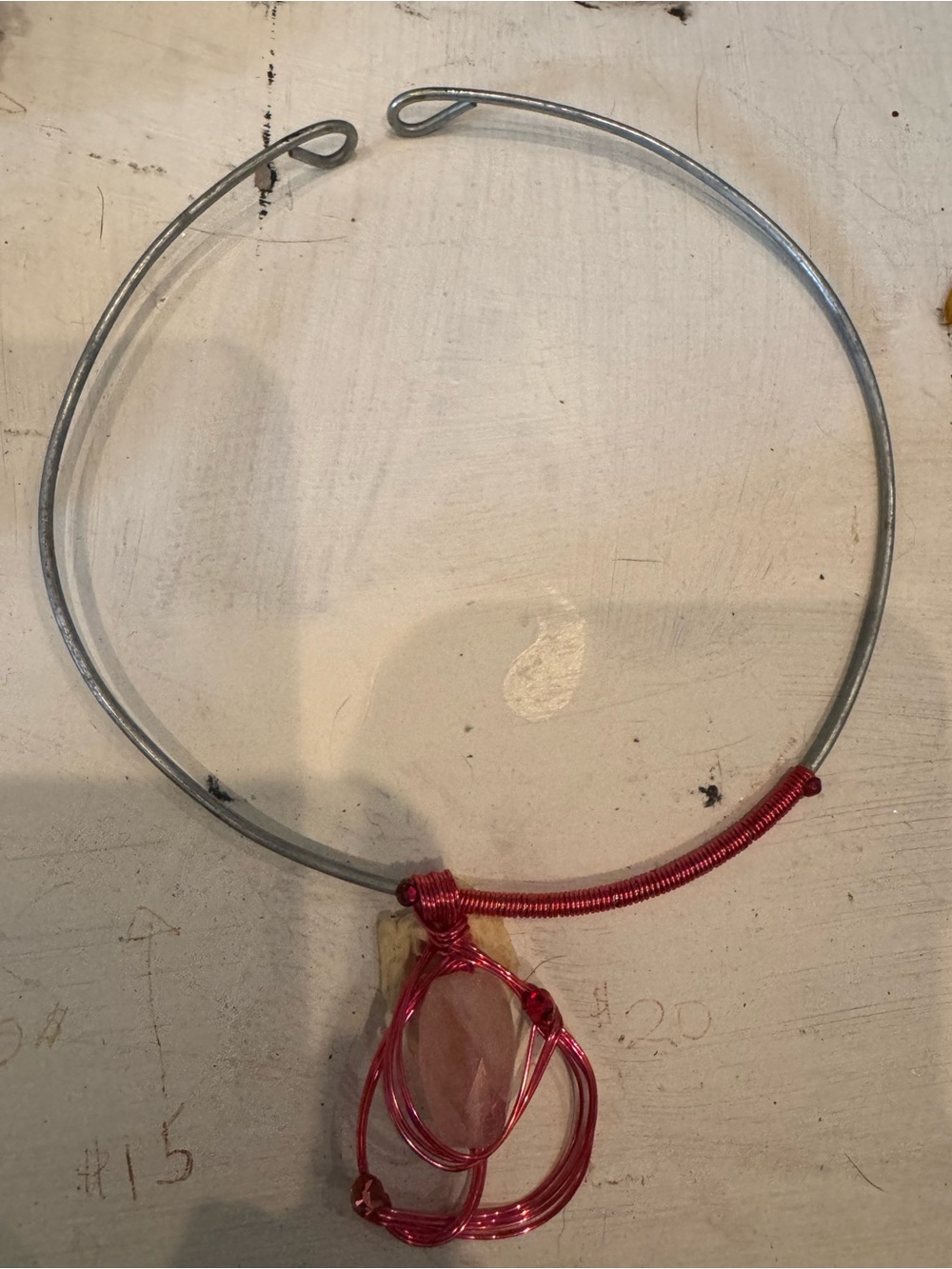 Handcrafted Pink Wire-Wrapped Rose Quartz Pendant Necklace real stone